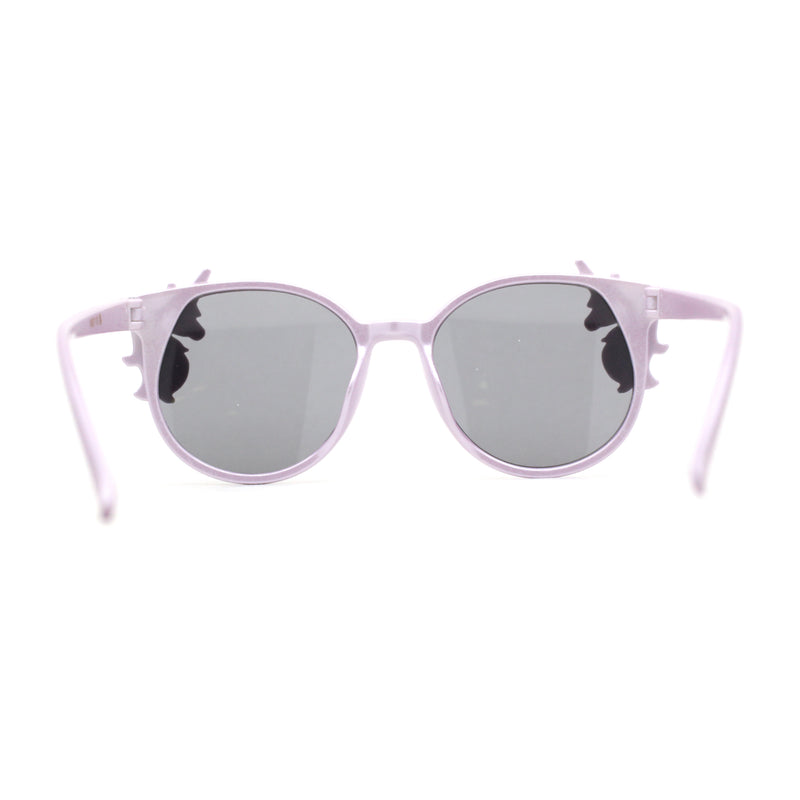 Girls Plastic Unicorn Charm Thin Plastic Round Horn Rim Sunglasses