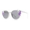 Girls Plastic Unicorn Charm Thin Plastic Round Horn Rim Sunglasses