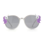 Girls Plastic Unicorn Charm Thin Plastic Round Horn Rim Sunglasses