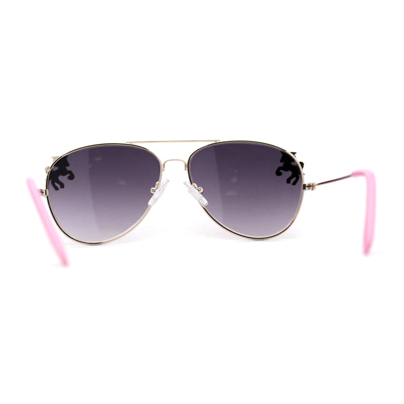 Girls Metal Unicorn Charm Tear Drop Officer Style Sunglasses