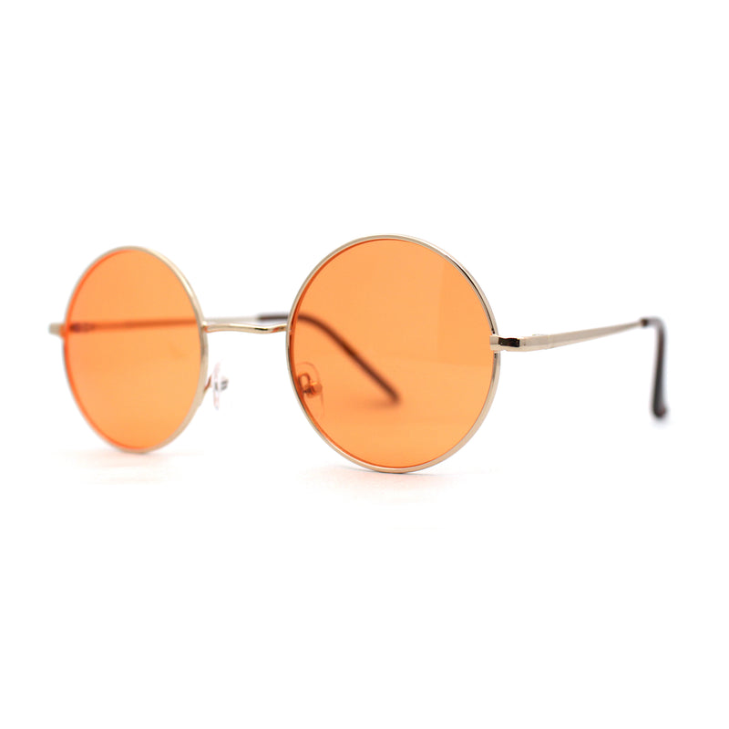 Pop Color Lens Iconic Hippie Round Circle Lens Metal Sunglasses