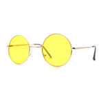 Pop Color Lens Iconic Hippie Round Circle Lens Metal Sunglasses