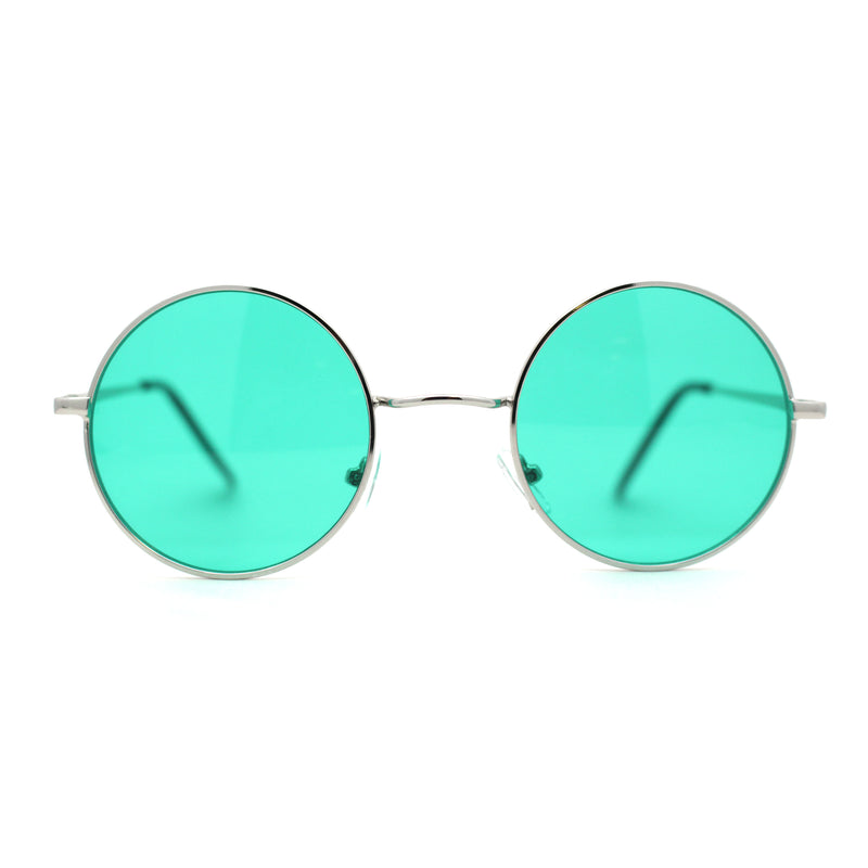 Pop Color Lens Iconic Hippie Round Circle Lens Metal Sunglasses