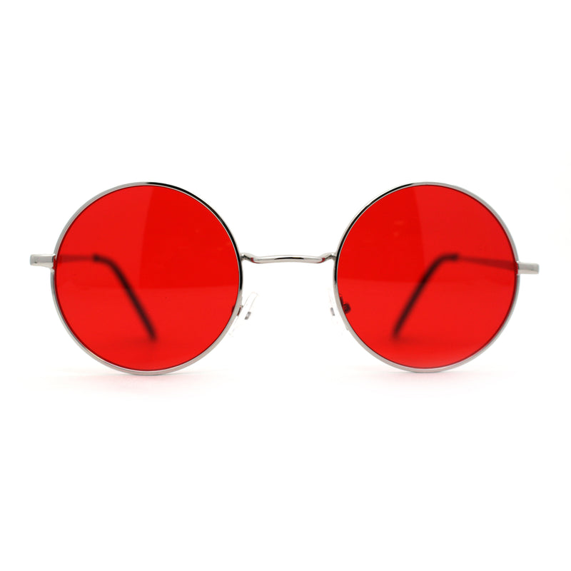 Pop Color Lens Iconic Hippie Round Circle Lens Metal Sunglasses