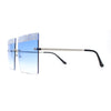 Rhinestone Argyle Pattern Jewel Rimless Oversize Rectangle Sunglasses