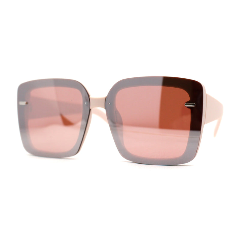 Womens Rectangle Rimless Thick Plastic Retro Designer Sunglasses