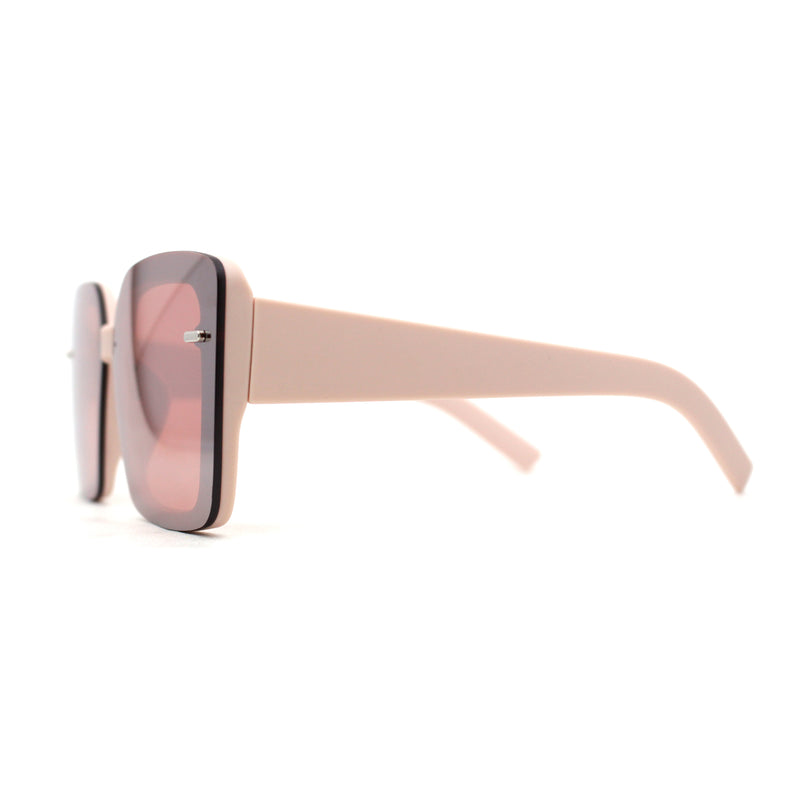 Womens Rectangle Rimless Thick Plastic Retro Designer Sunglasses