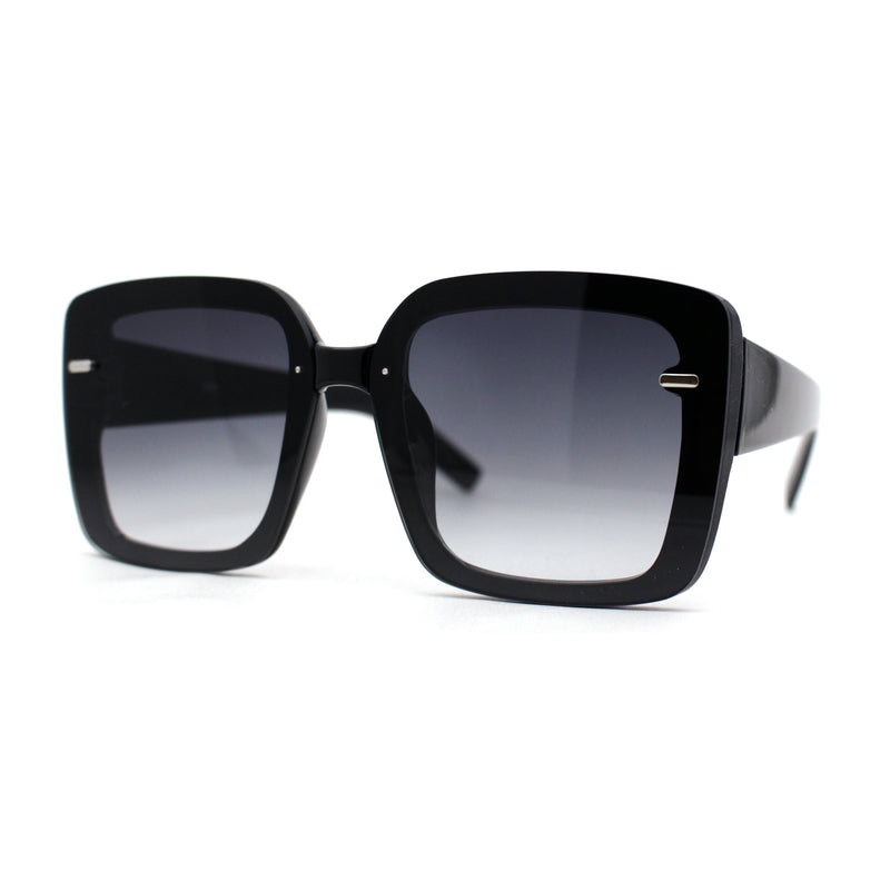 Womens Rectangle Rimless Thick Plastic Retro Designer Sunglasses