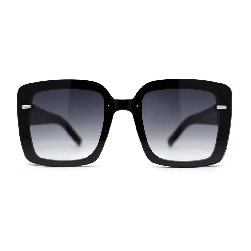 Womens Rectangle Rimless Thick Plastic Retro Designer Sunglasses