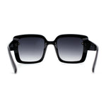 Womens Rectangle Rimless Thick Plastic Retro Designer Sunglasses
