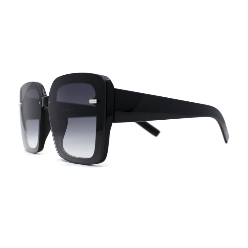 Womens Rectangle Rimless Thick Plastic Retro Designer Sunglasses