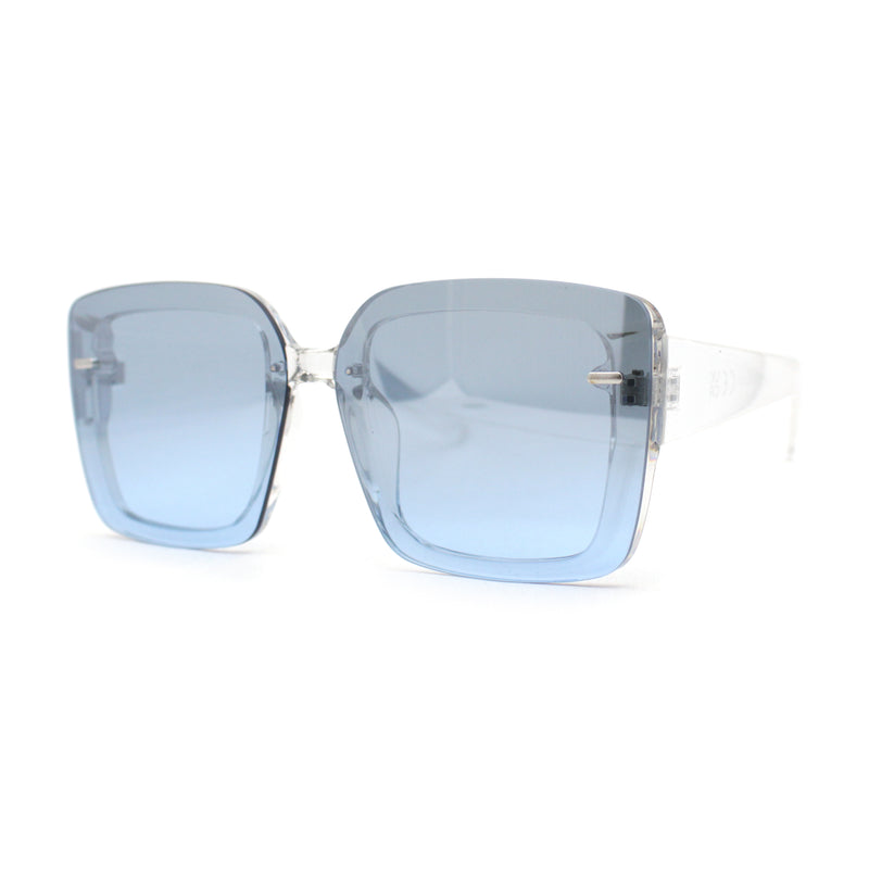 Womens Rectangle Rimless Thick Plastic Retro Designer Sunglasses