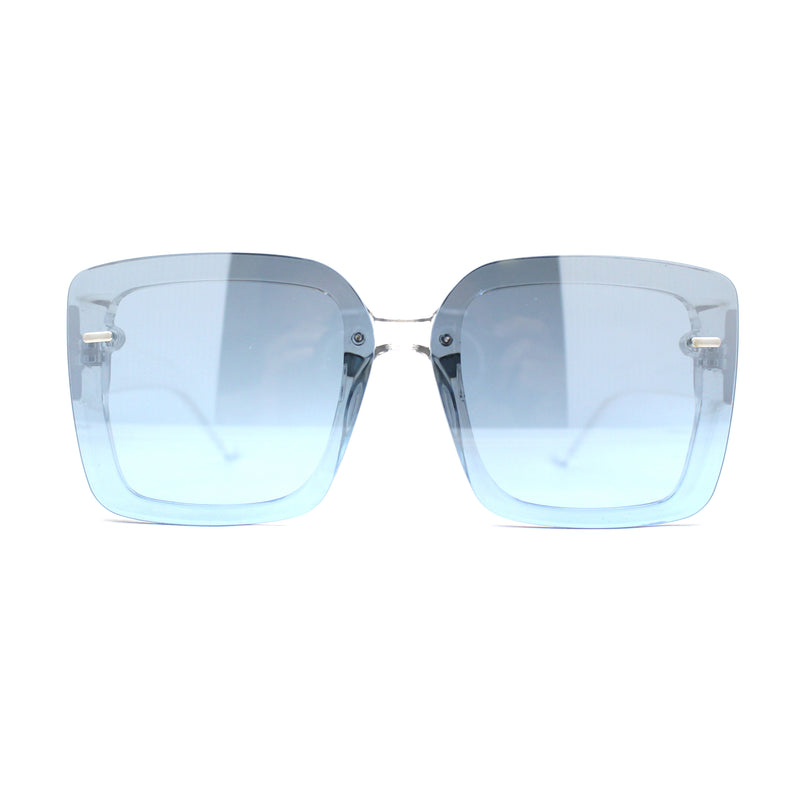 Womens Rectangle Rimless Thick Plastic Retro Designer Sunglasses