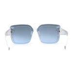 Womens Rectangle Rimless Thick Plastic Retro Designer Sunglasses