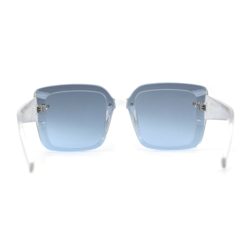 Womens Rectangle Rimless Thick Plastic Retro Designer Sunglasses