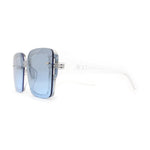 Womens Rectangle Rimless Thick Plastic Retro Designer Sunglasses
