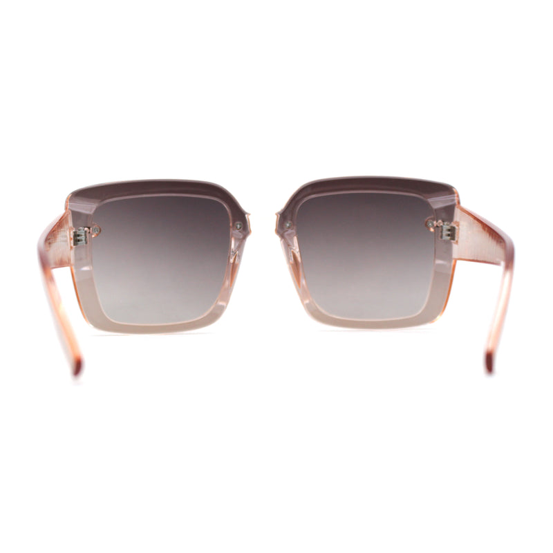 Womens Rectangle Rimless Thick Plastic Retro Designer Sunglasses