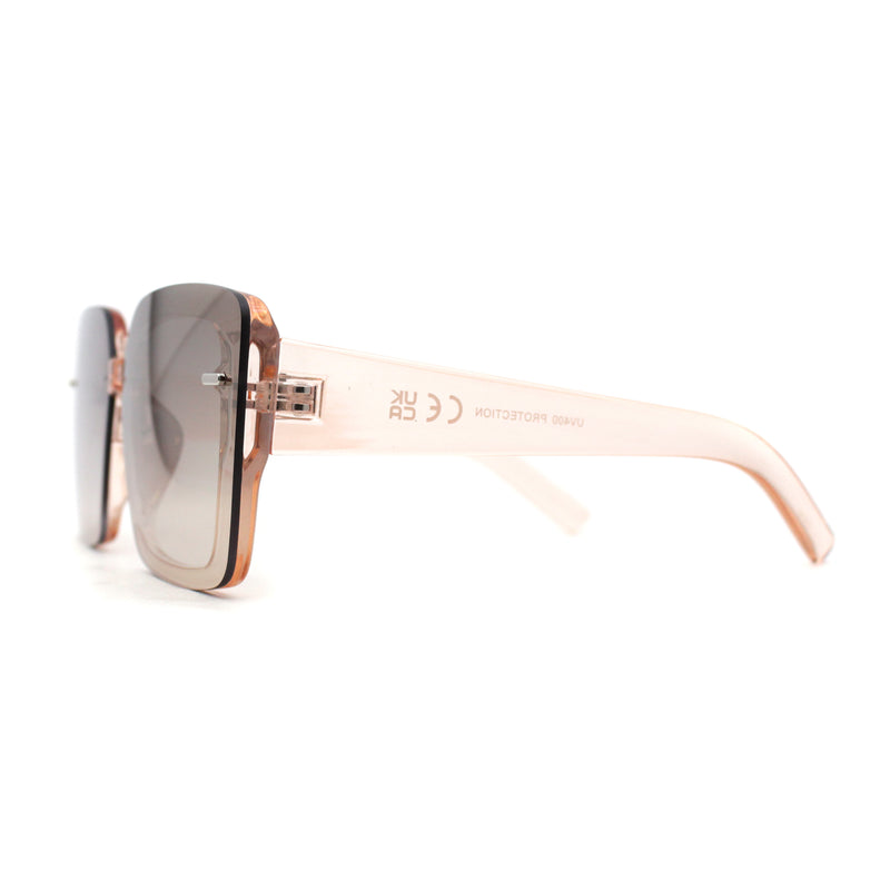 Womens Rectangle Rimless Thick Plastic Retro Designer Sunglasses