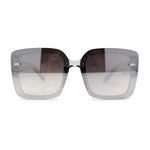 Womens Rectangle Rimless Thick Plastic Retro Designer Sunglasses