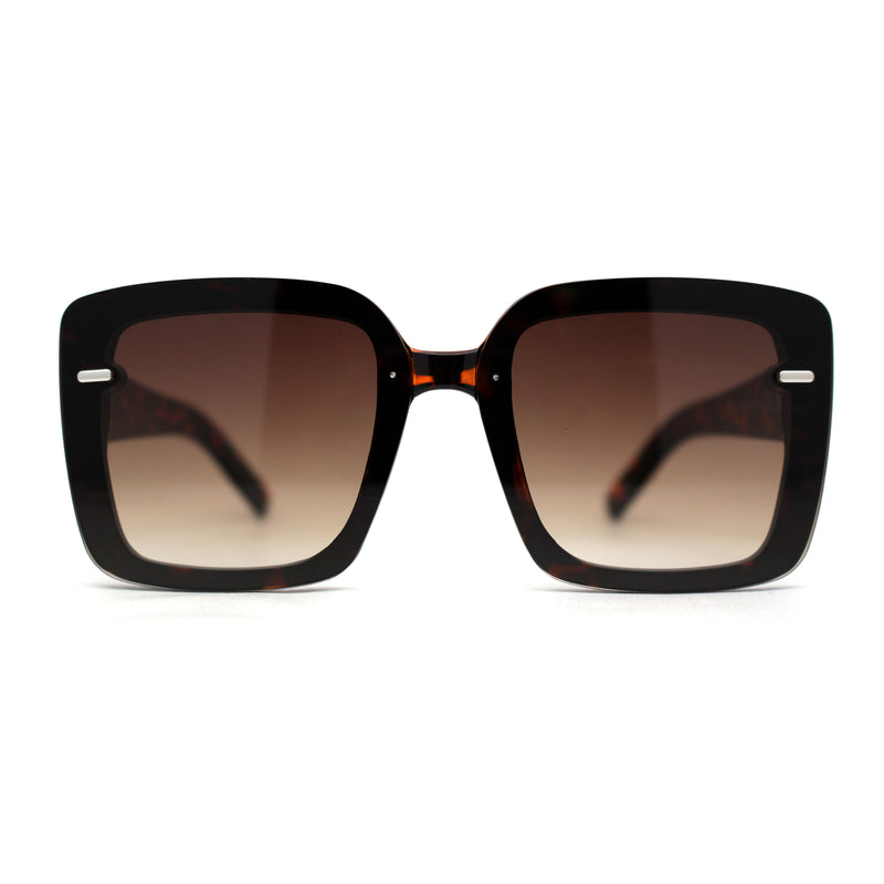 Womens Rectangle Rimless Thick Plastic Retro Designer Sunglasses