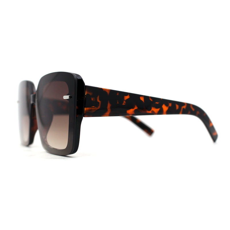 Womens Rectangle Rimless Thick Plastic Retro Designer Sunglasses