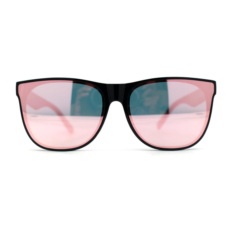 Inset Lens Pink Mirror Lens Horn Rim Sunglasses