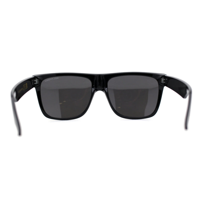 Polarized Mens Classic Sport Flat Top Horn Rim Large Sunglasses