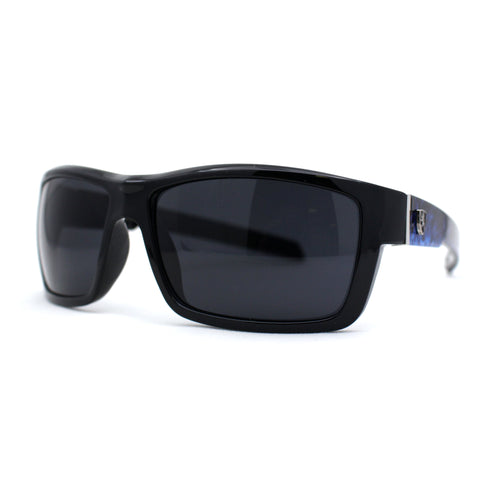 Mens Wrap Around Rectangle Biker Plastic Sunglasses