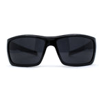 Mens Wrap Around Rectangle Biker Plastic Sunglasses