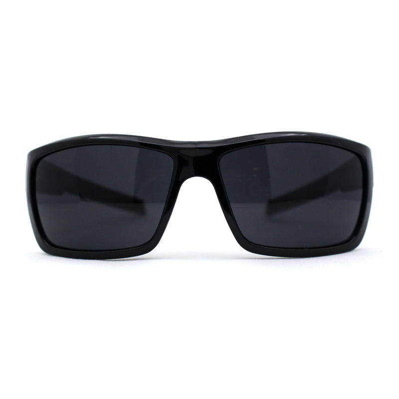 Mens Wrap Around Rectangle Biker Plastic Sunglasses