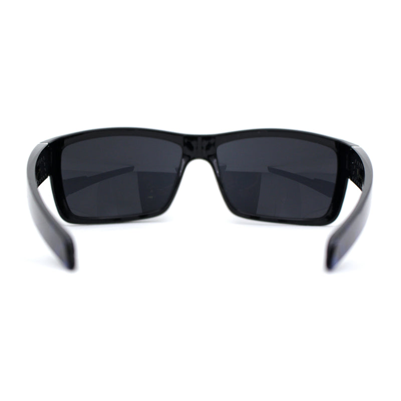 Mens Wrap Around Rectangle Biker Plastic Sunglasses