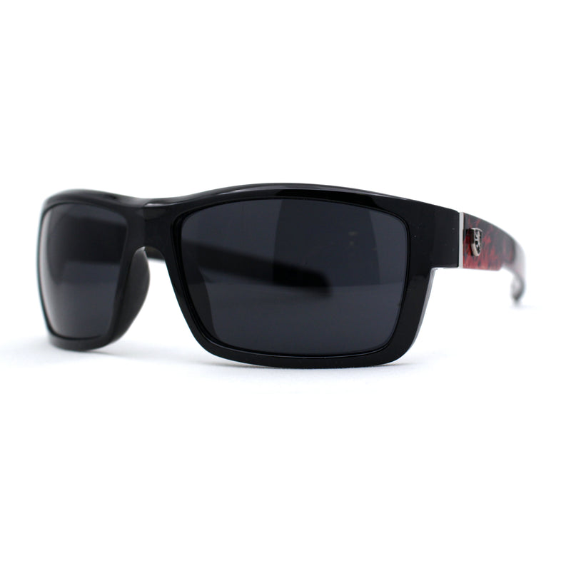 Mens Wrap Around Rectangle Biker Plastic Sunglasses
