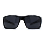 Mens Wrap Around Rectangle Biker Plastic Sunglasses