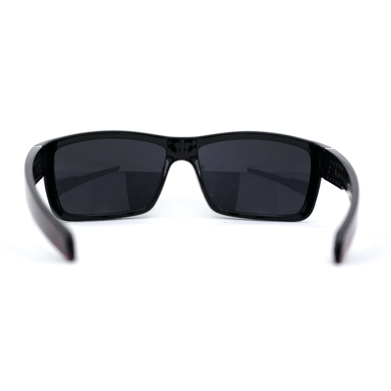 Mens Wrap Around Rectangle Biker Plastic Sunglasses