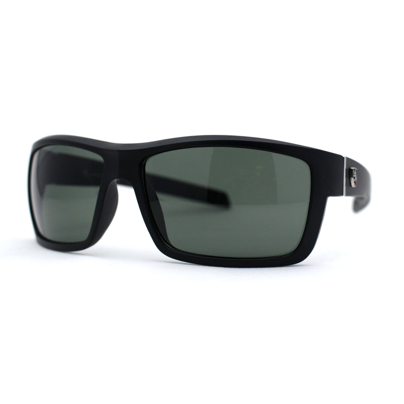 Mens Wrap Around Rectangle Biker Plastic Sunglasses