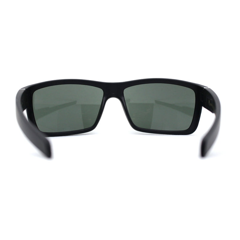 Mens Wrap Around Rectangle Biker Plastic Sunglasses