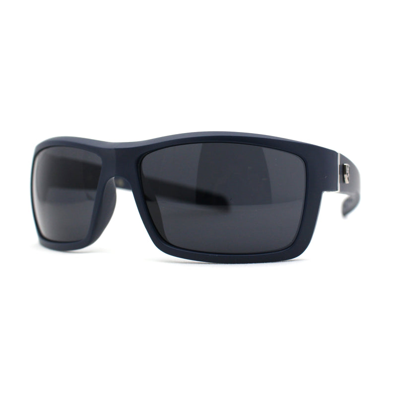 Mens Wrap Around Rectangle Biker Plastic Sunglasses