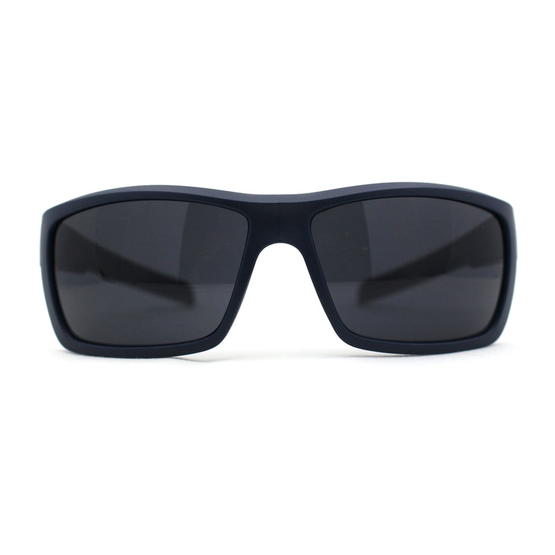 Mens Wrap Around Rectangle Biker Plastic Sunglasses