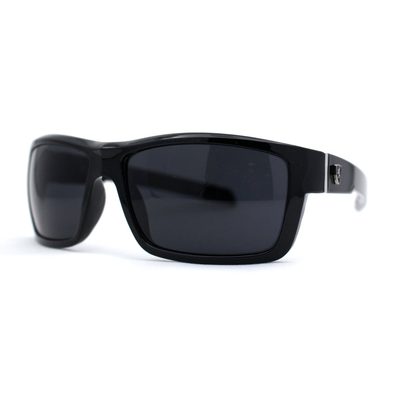 Mens Wrap Around Rectangle Biker Plastic Sunglasses