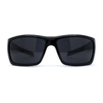 Mens Wrap Around Rectangle Biker Plastic Sunglasses