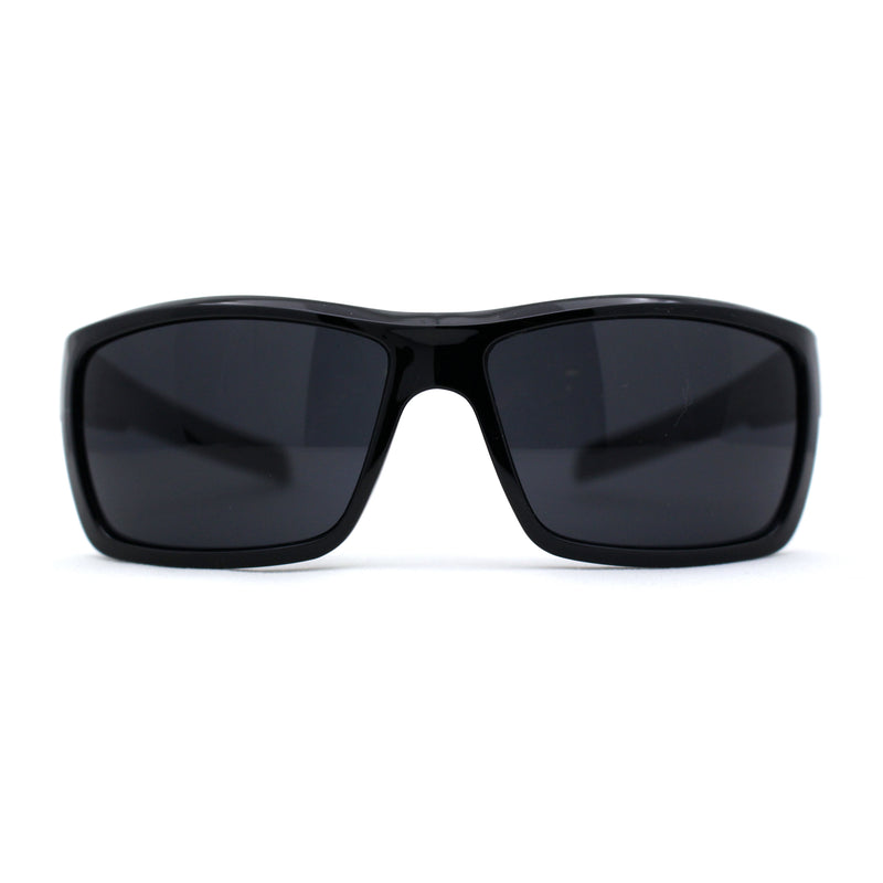 Mens Wrap Around Rectangle Biker Plastic Sunglasses