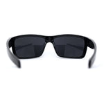 Mens Wrap Around Rectangle Biker Plastic Sunglasses