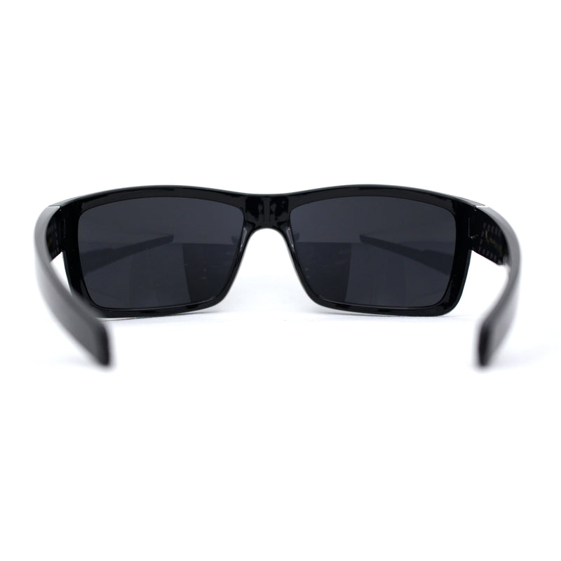 Mens Wrap Around Rectangle Biker Plastic Sunglasses
