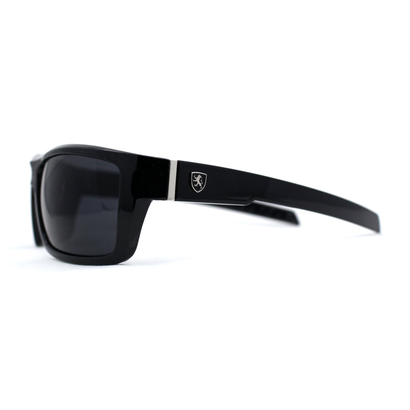 Mens Wrap Around Rectangle Biker Plastic Sunglasses
