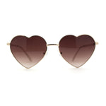 Womens Classic Metal Rim Heart Shape Valentines Sunglasses