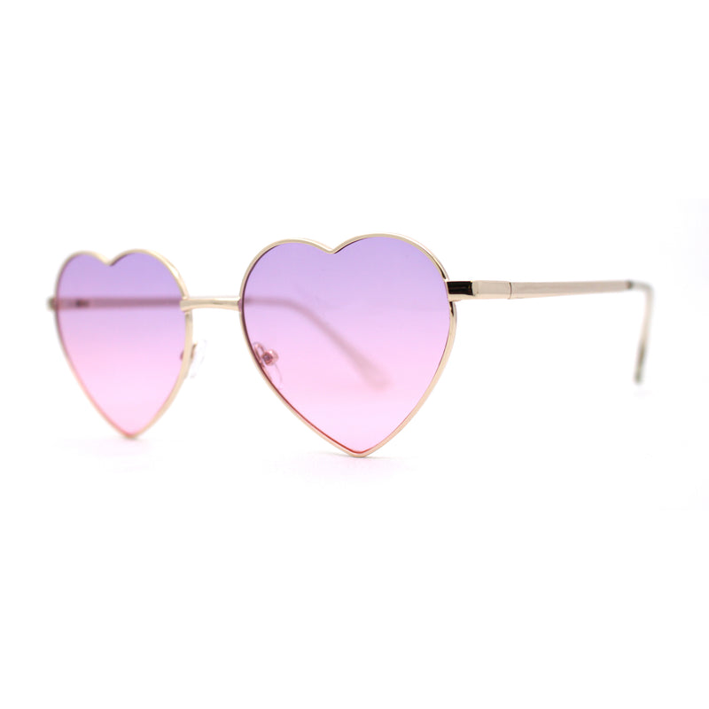 Womens Classic Metal Rim Heart Shape Valentines Sunglasses