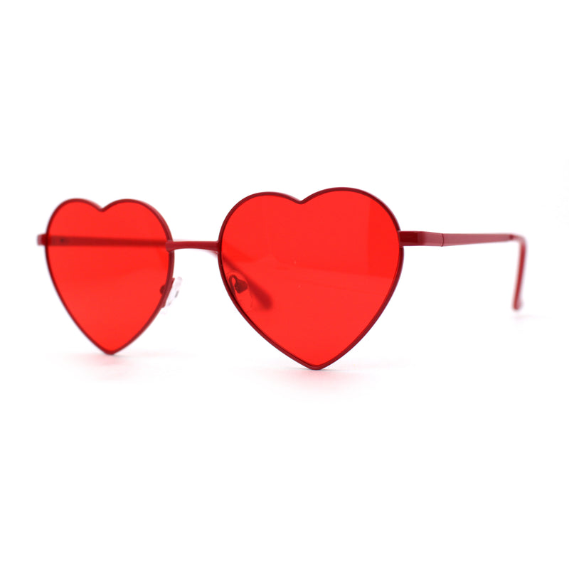 Womens Classic Metal Rim Heart Shape Valentines Sunglasses