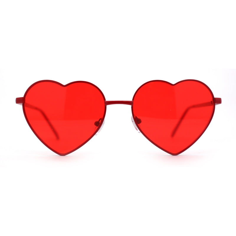 Womens Classic Metal Rim Heart Shape Valentines Sunglasses