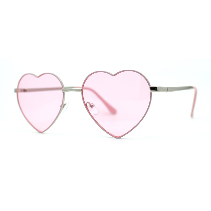 Womens Classic Metal Rim Heart Shape Valentines Sunglasses