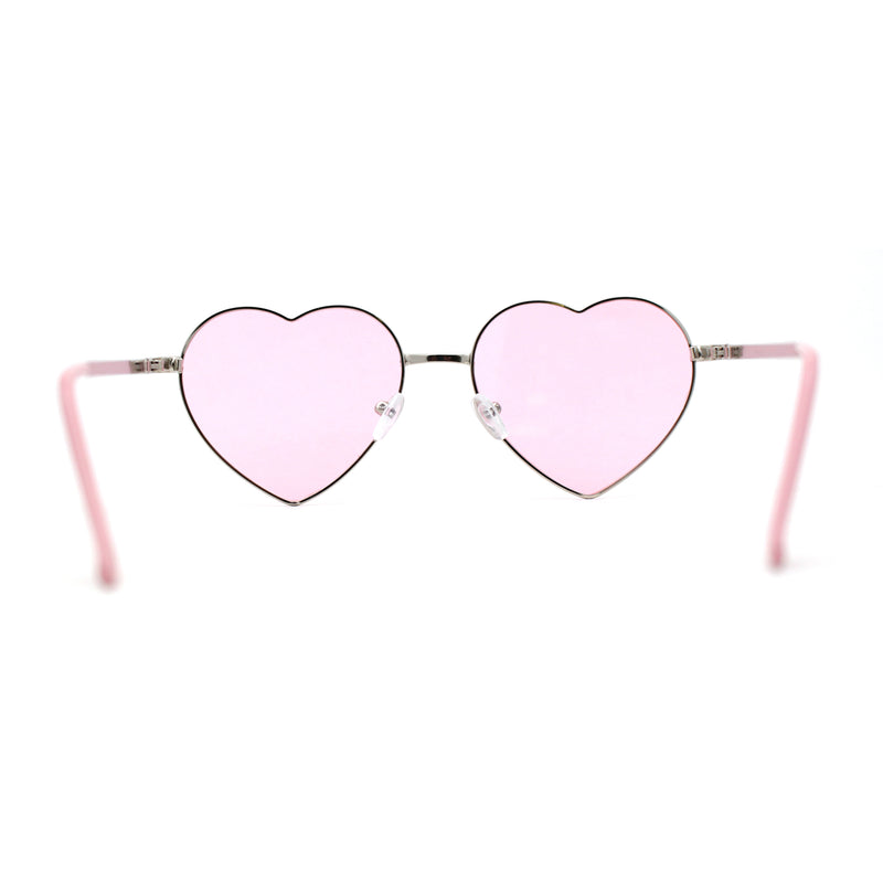 Womens Classic Metal Rim Heart Shape Valentines Sunglasses